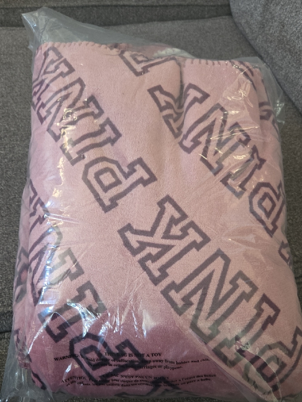 PINK Victoria's Secret Light Logo-Print Throw